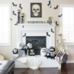 Black and White Halloween Mantle Decor