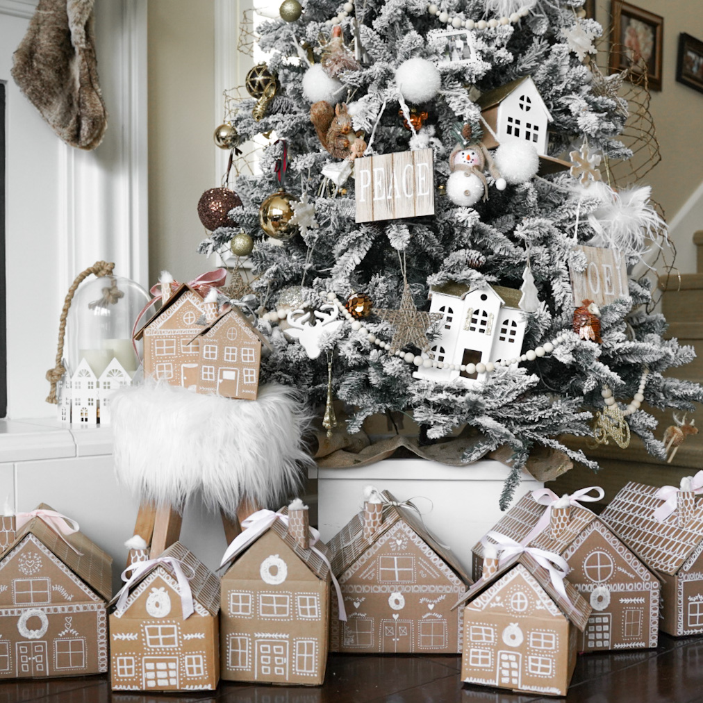 christmas village tree gingerbread house box gift DIY
