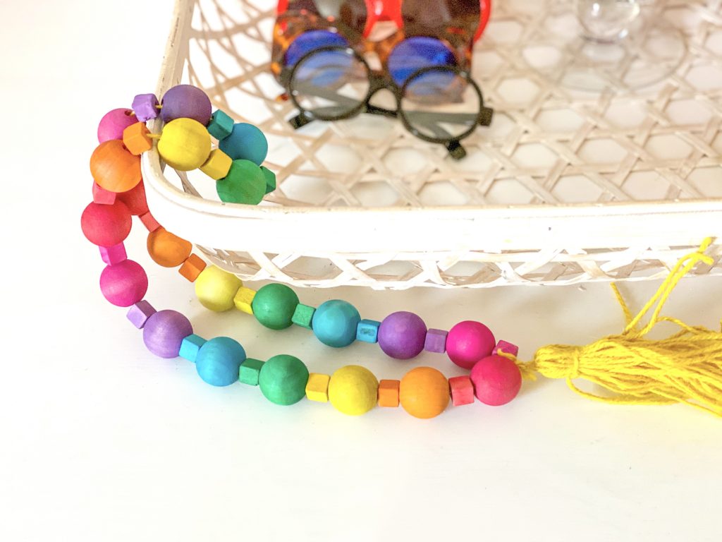 rainbow wooden bead garland DIY tie dye