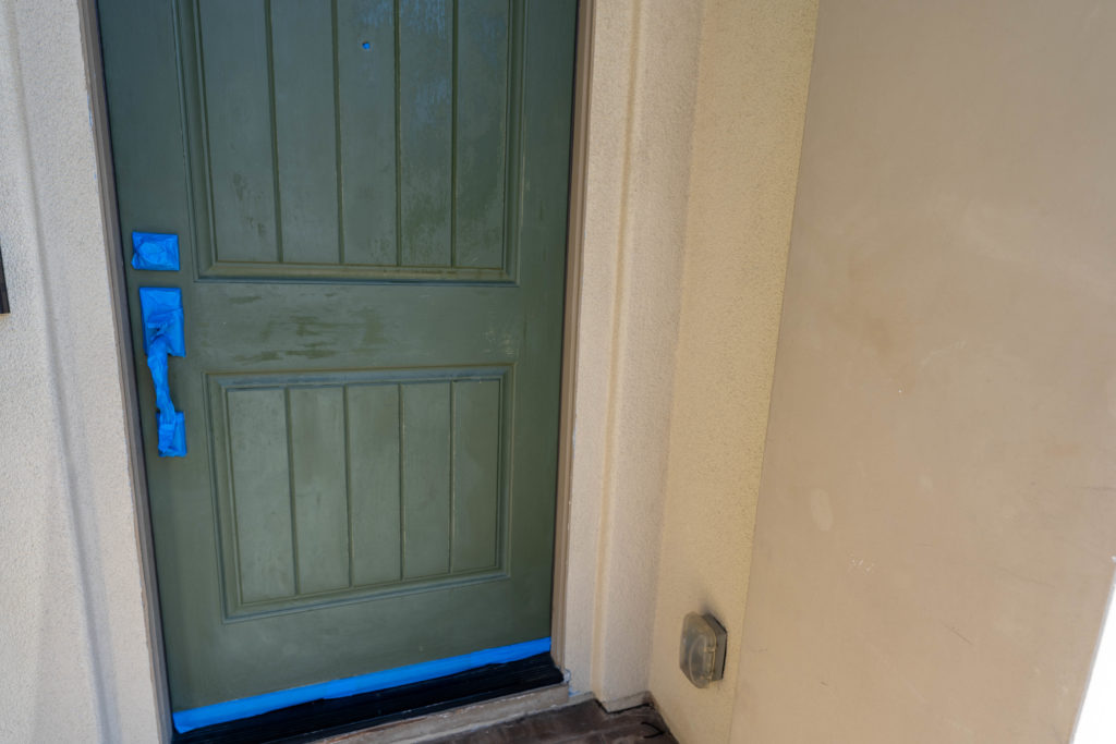 Prepping green front door for black paint with Behr Ultra Exterior Paint