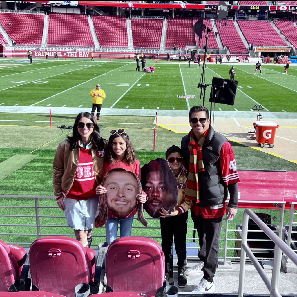 DIY big heads at a San Francisco 49er NFL game