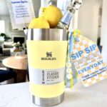 teacher appreciation basket idea using a stanley pitcher to hold everything you need to make a lemon spritz